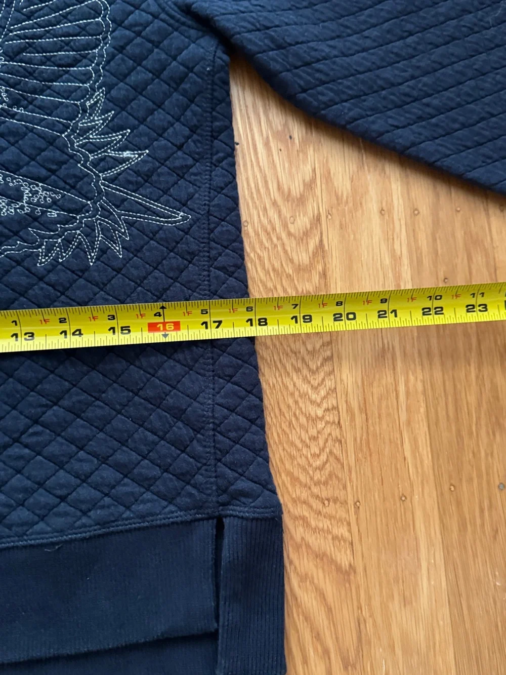 Banana Republic Navy Quilted Crewneck Sweatshirt with Bird Embroidery
